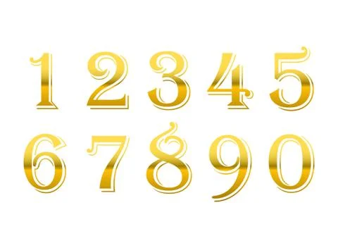 Gold numbers isolated Stock Illustration