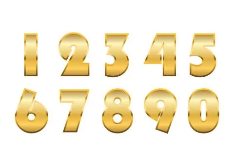 Gold numbers isolated Stock Illustration