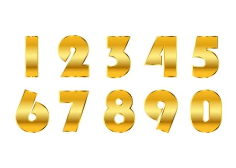 Gold numbers isolated Stock Illustration