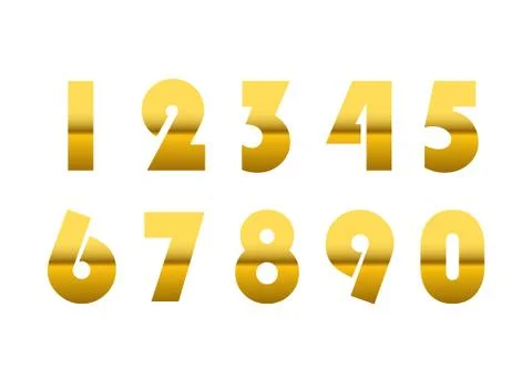 Gold numbers isolated Stock Illustration