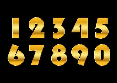 Gold numbers isolated Stock Illustration