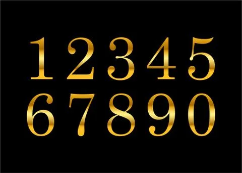 Gold numbers isolated Stock Illustration