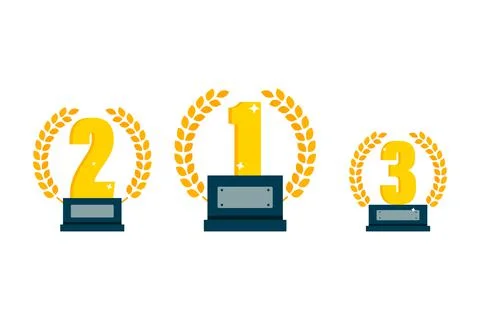 Gold numbers of the winners. Cups. Vector illustration Stock Illustration