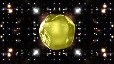 A gold object is floating in a dark space with many stars Stock Footage 271181438