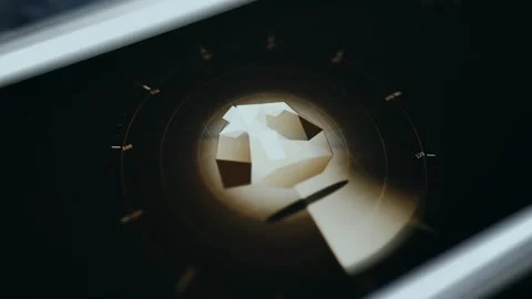 Gold object in the middle of a radar in a 3D animated motion graphic Stock Footage 334942771