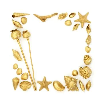 Gold Objects Decorative Background Border Stock Photos