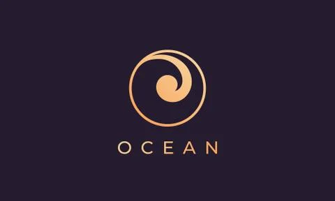 Gold ocean wave logo template with luxurious and premium shape Stock Illustration