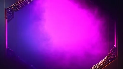 Gold octagonal frame and dark pink smoke in the center. Stock Footage 273953311