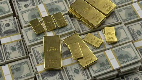 Gold is on old-style banknotes Stock Footage 116390650