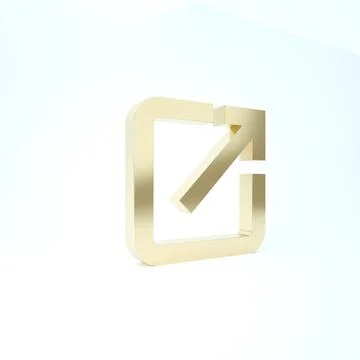 Gold Open in new window icon isolated on white background. Open another tab b Illustrazione stock