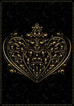 Gold openwork pattern in the form of heart Stock Illustration