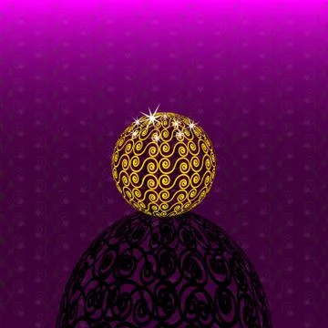 Gold openwork sphere with long shadow Stock Illustration