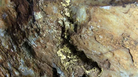 Gold ore in quartz Stock Footage 36596345