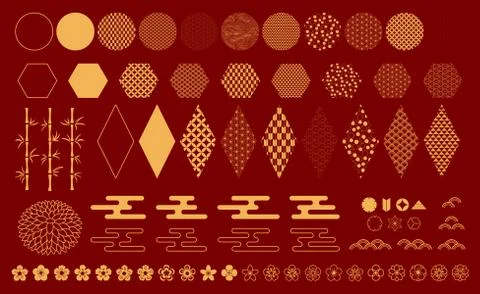 Gold oriental elements collection Stock Illustration