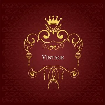 Gold ornament on brown background. vector illustration Stock Illustration