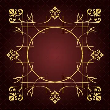 Gold ornament on brown background.  Vector illustration Stock Illustration