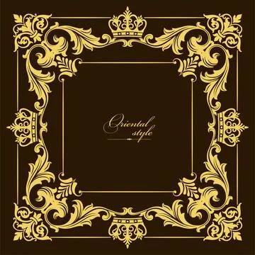 Gold ornament on dark background. Can be used as invitation card. Stock Illustration