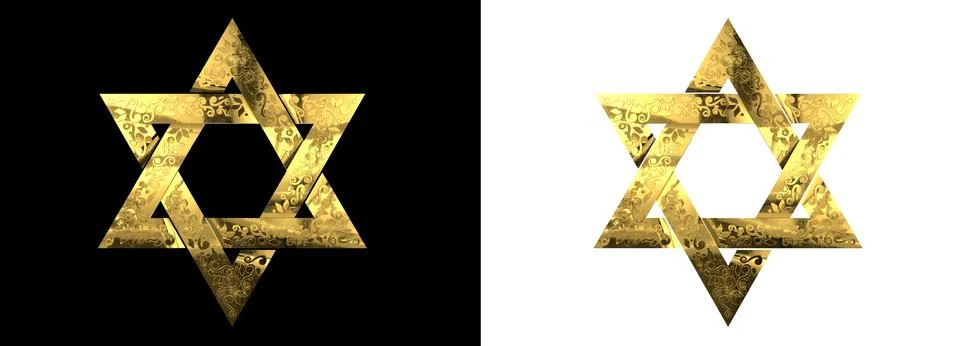 Gold ornamental pattern shield of david isolated. cgi Stockillustratie