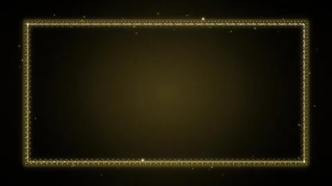 Gold ornate frame with sparkling particles overlay for luxury motion border Stock Footage 337561547