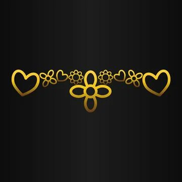 Gold outline flower design isolated on white background Stock Illustration