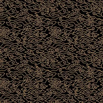 Gold outlined batik cloud pattern Stock Illustration