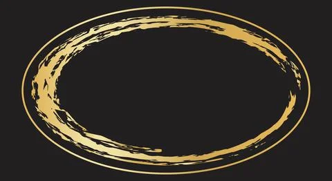Gold oval frame on a dark background. Premium design template. Luxury style Stock Illustration
