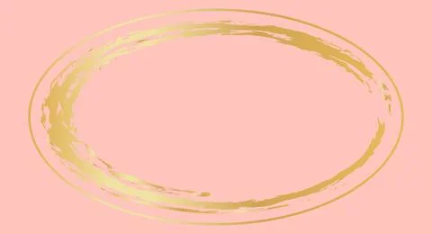 Gold oval frame on a pink background. Premium design template. Luxury style 스톡 일러스트