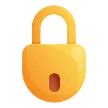 Gold padlock icon cartoon vector. Poker gui Stock Illustration