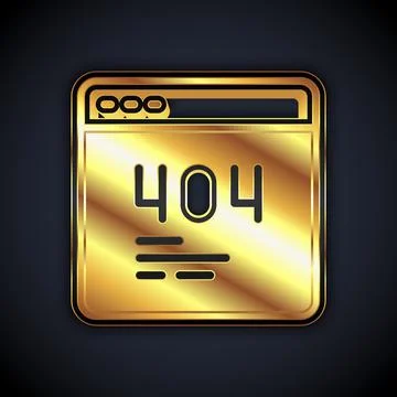 Gold Page with a 404 error icon isolated on black background. Template reports イラスト素材