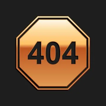 Gold Page with a 404 error icon isolated on black background. Template reports Stock Illustration