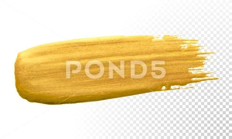 Gold color paint brush stroke acrylic golden Vector Image