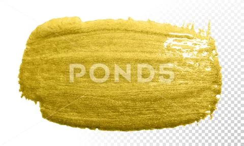 Gold color paint brush stroke acrylic golden Vector Image