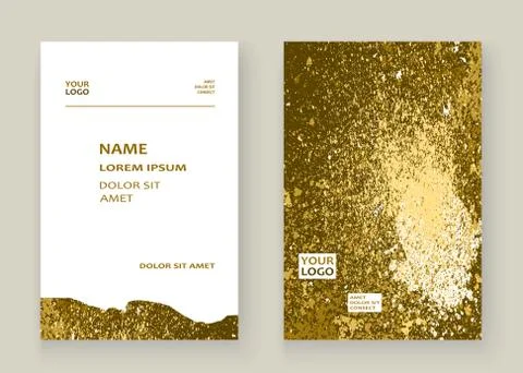 Gold paint splash, splatter explosion glitter artistic frame cov Stock Illustration