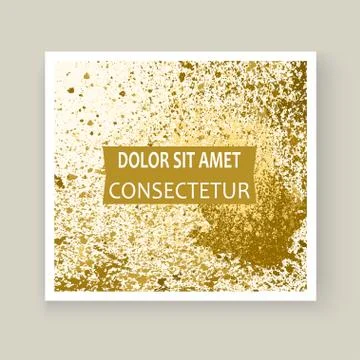 Gold paint splash, splatter explosion glitter artistic frame cov Stock Illustration