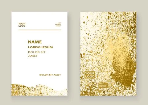 Gold paint splash, splatter explosion glitter artistic frame cov Ilustración de archivo