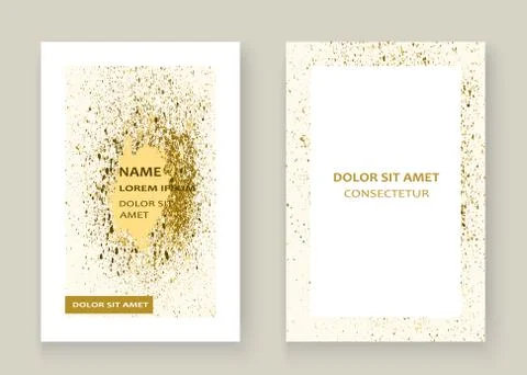 Gold paint splash, splatter explosion glitter artistic frame cov Ilustración de archivo