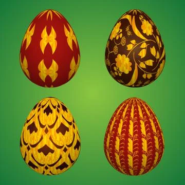 Gold painted eggs designed for Easter Stock Illustration