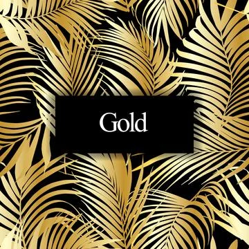 Gold palm leaf vector seamless pattern Illustrazione stock