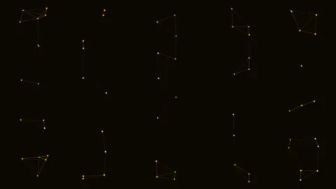 Gold Particle Network Dense Connected Web Loop Stock Footage 342612089
