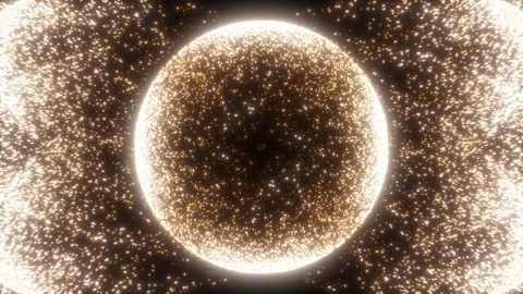 Gold Particle Sphere With Particles scatter from beside Overlay Effect Backgroud Stock Footage 322952299