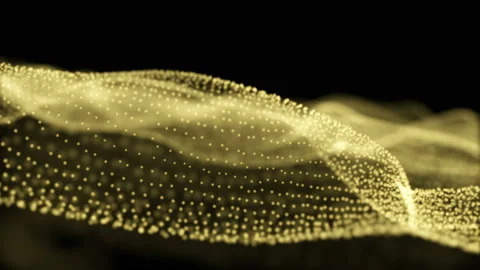 Gold particle surface mesh loop background Stock Footage 97974844