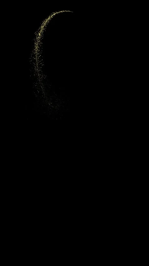 Gold particle sweep background with bright curved trail, black empty space, and Stock Footage 340549893