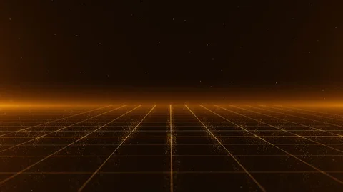 Gold particles abstract background with shining golden floor perspective grid Stock Footage 127976063