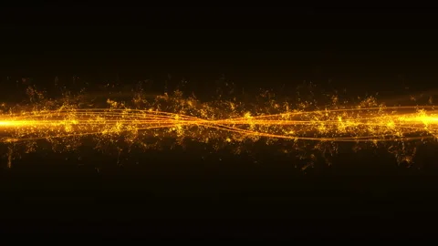 Gold particles abstract background with shining line floor stars dust. Stock Footage 241975619