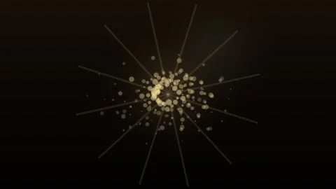 Gold particles burst with rays of light against dark background Stock Footage 336995264