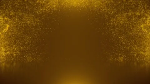 Gold particles dust abstract background with reflective floor Stock Footage 346147317