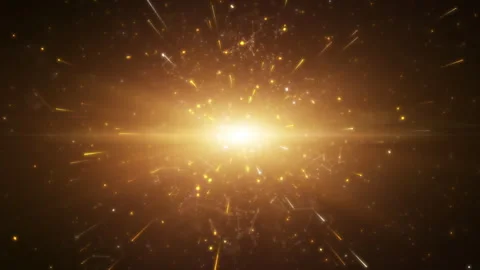 Gold particles explosion in the sky, Flicker Light effect. 60 FPS Stock Footage 248884210