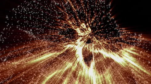 Gold Particles Falling In Light Rays. Fairy Dust Flying 스톡 동영상 132726816