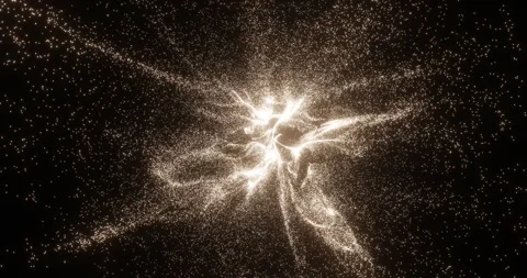 Gold particles in motion isolated on transparent background Stockbeeldmateriaal 251665320