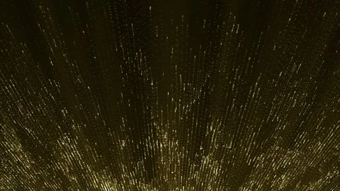 Gold particles moving up and down on a dark background. Abstract animated Stock Footage 256321230